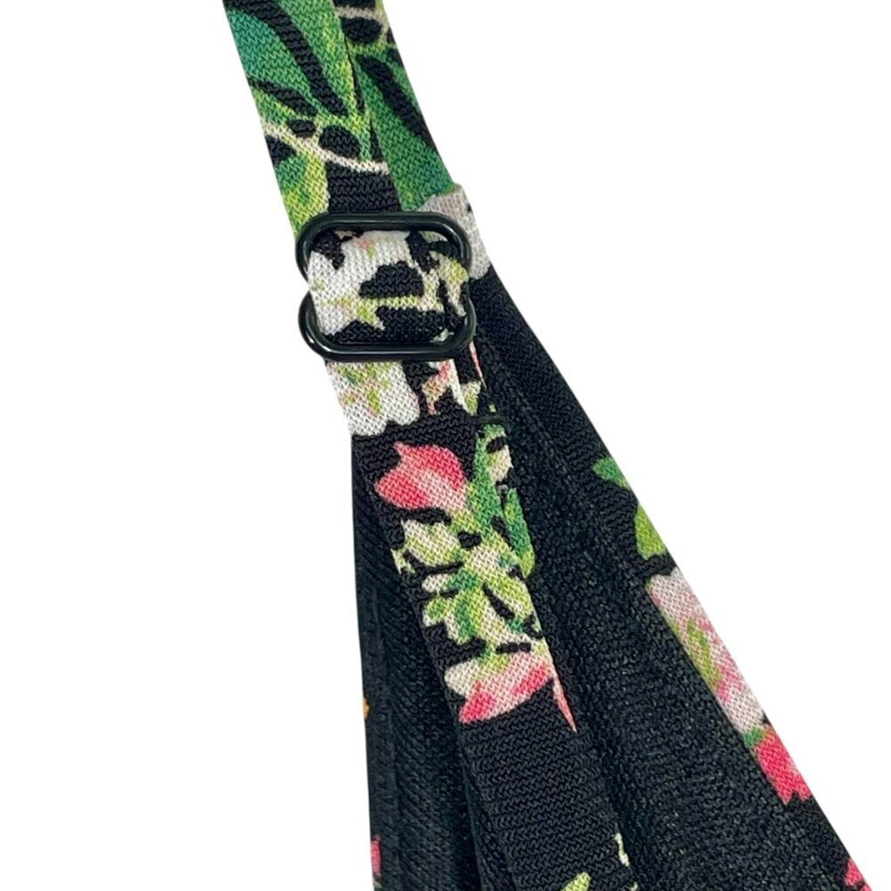 NWOT Black Floral Wide Leg Crop Jumpsuit Faux Wrap Strappy Small - Picture 6 of 12